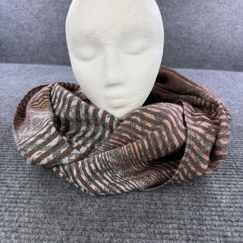 NEW Anthropologie Pink Rose Metallic‎ Lurex Geometric Infinity Scarf Neck Wrap